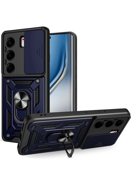 Tecno Camon 40 Kılıf Kamera Sürgülü Yüzüklü Slide Tank Kapak