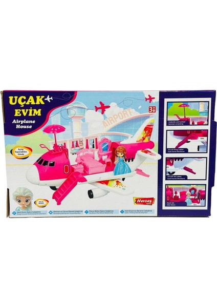 Pembe Uçak Evim Seti Çok Parçalı Oyuncak Airport
