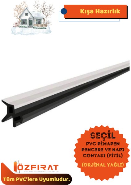 Seçil Kauçuk Yağlı Pvc Kapı Pencere Conta Fitili Tüm Pencerelere Uyumlu Kar-01 - 10METRE (Siyah-Gri) fiyatları