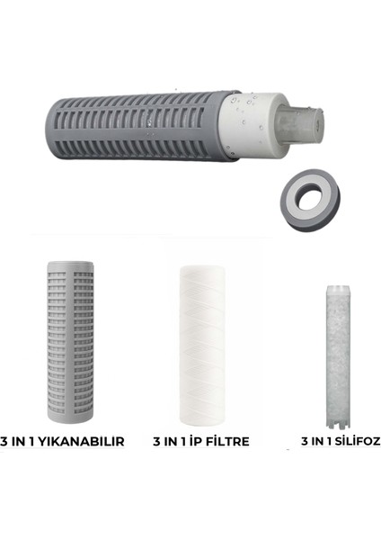 Daire Girişi Kireç Önleyici Tortu Filtreli 3 Özellikli Su Arıtma Filtresi 3 In 1 Ip Filtre