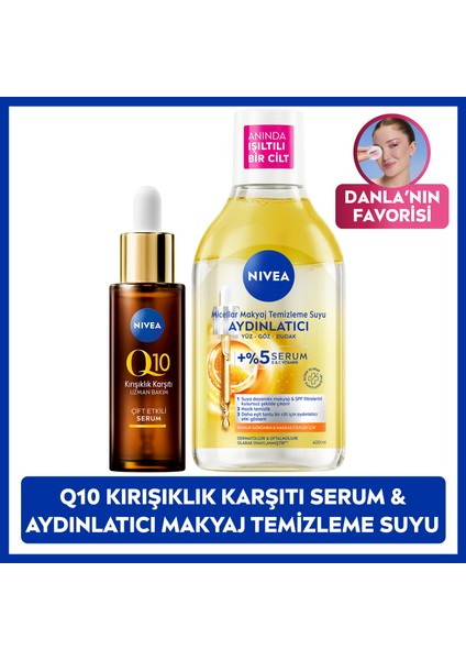 Q10 Kırışıklık Karşıtı Çift Etkili Cilt Serum 30ml, Aydınlatıcı Micellar Makyaj Temizleme Suyu 400ml, Cilt Bakım, Suya Dayanıklı Makyajı Çıkarır fiyatları