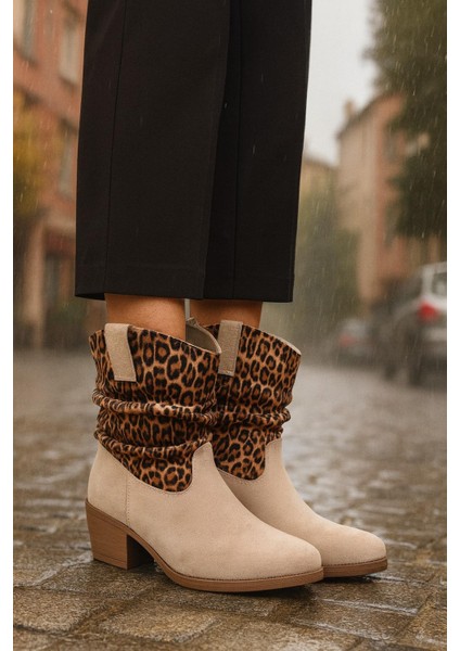 Kalın Topuklu Cilt/süet Kadın Bot & Bootie