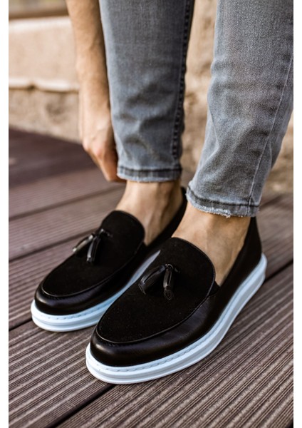 ZRN002 Premium Günlük Erkek Loafer Siyah Beyaz fiyatları