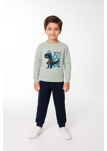 Dinazor Baskı Şardonlu Içi Polar 3 Ip Erkek Çocuk Eşofman Takım