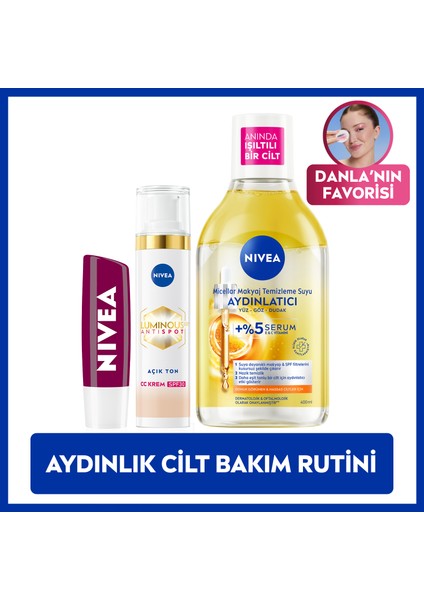 Lumınous630 Cc Yüz Kremi 40ml, Aydınlatıcı Micellar Makyaj Temizleme Suyu 400ml, Dudak Bakım Kremi