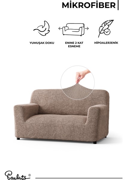 Lastikli Esnek ve Yıkanabilir Piliseli Kakao 2 Kişilik Koltuk Örtüsü indirimleri