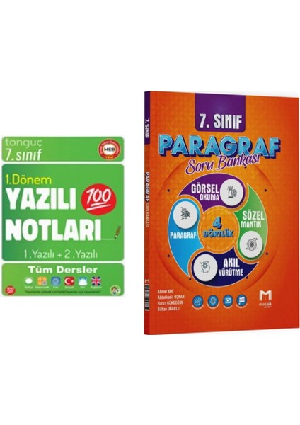 7. Sınıf Yazılı Notları 1. Dönem 1 ve 2. Yazılı ve Mozaik Yayınları 7. Sınıf Paragraf Soru Bankası