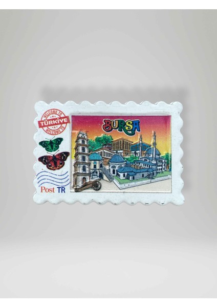Bursa Temalı Kabartmalı Eskitme Polyester Magnet Buzdolabı Süsü