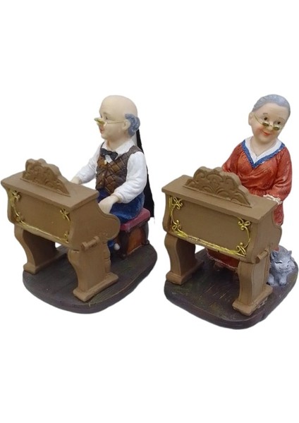Piyano Çalan Yaşlı Çift - Çift Fiyatı