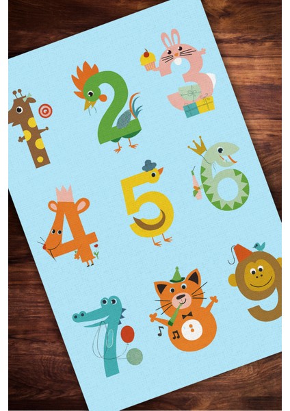 Eğlenceli Sayılar Temalı Halı Dijital Baskılı Dokuma Kaymaz Tabanlı Yıkanabilir Pati Dostu Antialerjik Çocuk Odası Halısı modelleri