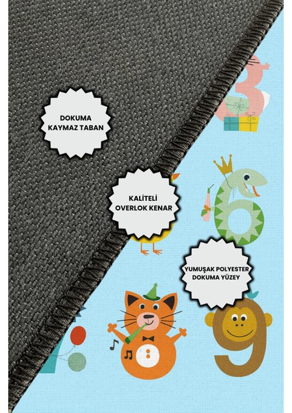 Eğlenceli Sayılar Temalı Halı Dijital Baskılı Dokuma Kaymaz Tabanlı Yıkanabilir Pati Dostu Antialerjik Çocuk Odası Halısı indirimleri