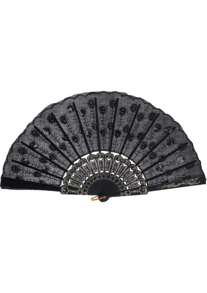 Pullu Yelpaze Siyah 12 Adet