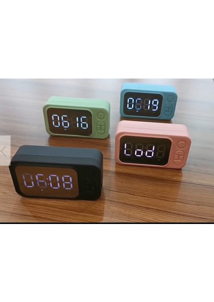 Bluetooth Hoparlörlü Şarjlı Radyolu Alarmlı LED Dijital Masa Saati