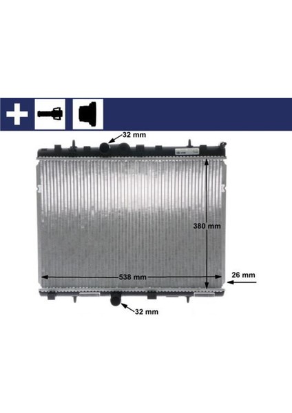 CR5000S - Radyatör C3 02 C2 03 207 07 1.4-1.6 16V-1.6HDI Ac Mek Al/pl/brz 378×548X26