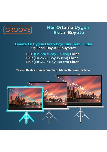Vizio Pro 100¨INCH 220X125CM Blackout Işık Geçirmez Tripod Ayaklı Projeksiyon Perdesi +Taşınabilir+Canlı Renkler+Göz Koruması+Leke Tutmaz Projector fiyatları