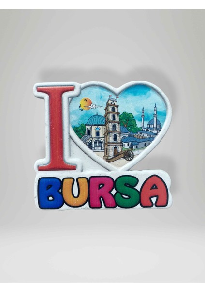 Bursa Temalı Kabartmalı Eskitme Polyester Magnet Buzdolabı Süsü