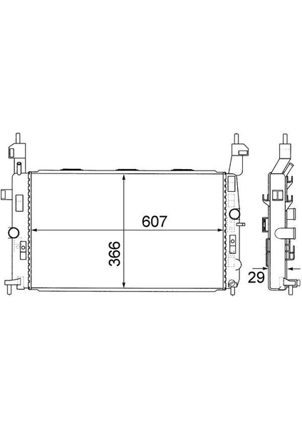 CR1498000S - Radyatör Merıva 1.4 16V Twinport-1.6-1.6 16V-1.8: Ac Klimasız Mek 607×366X29
