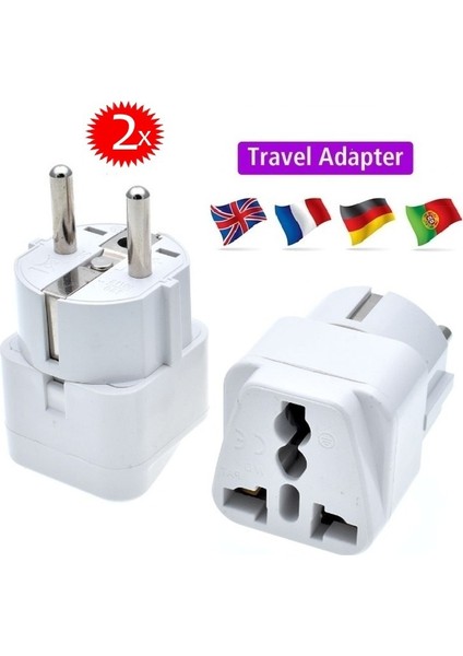 Üniversal Priz Çevirici Dönüştürücü Yurtdışı Prizler Türkiye Dahil 100'E Yakın Ülkede Kullanılabilir. (2 Adet)