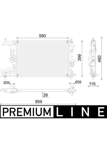 CR2116000P - Su Radyatörü Astra J 2010 2020 Manuel 580×398X26 1.4-1.6 A14NEL-NET-B14NEL-NET-D14NEL-A16NET Premıum Lıne