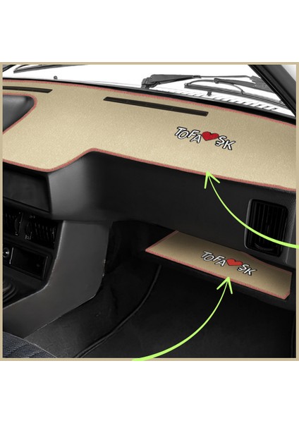 Tofaş Şahin Doğan Kartal Uyumlu Bej Torpido Koruma Halısı – Düşük Göğüs Torpido Alt Sehpa Örtüsü