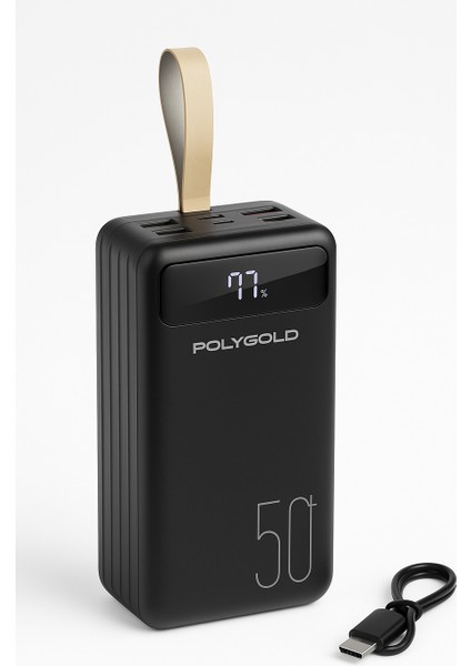PG-PW250 | 50.000 Mah Powerbank | LED Ekranlı | 4 Dahili Kablo | Hızlı Şarj | Taşınabilir Şarj Cihazı