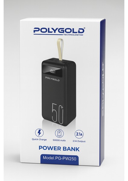 PG-PW250 | 50.000 Mah Powerbank | LED Ekranlı | 4 Dahili Kablo | Hızlı Şarj | Taşınabilir Şarj Cihazı modelleri