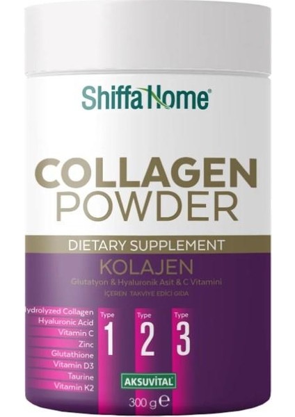 Kolajen 1-2-3 300 gr Toz Kolajen, Glutatyon & Hyaluronik Asit & C Vitamini İçeren Takviye Edici Gıda