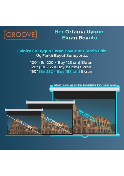 Vizio Pro 150¨ Inch 332X188CM Blackout Işık Geçirmez Profesyonel Projeksiyon Perdesi +Canlı Renkler+Göz Koruması+Leke Tutmaz Projector fiyatları