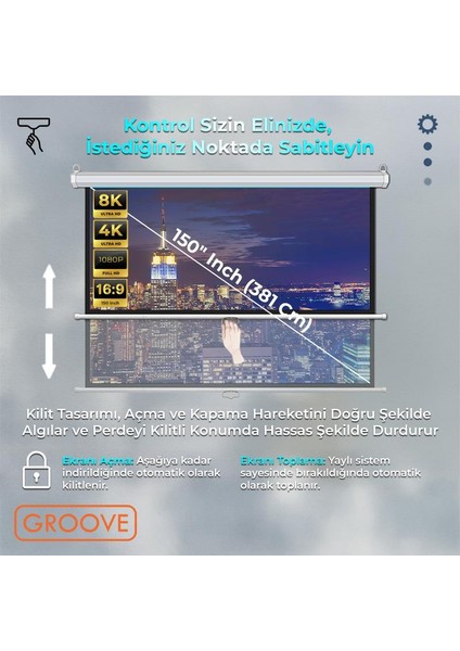 Vizio Pro 150¨ Inch 332X188CM Blackout Işık Geçirmez Profesyonel Projeksiyon Perdesi +Canlı Renkler+Göz Koruması+Leke Tutmaz Projector modelleri