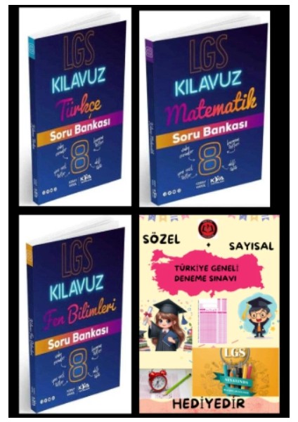 Koray Varol Yayınları 8. Sınıf Kılavuz Serisi Türkçe - Matematik - Fen Bilimleri Soru Bankaları- Deneme Hediyelidir.