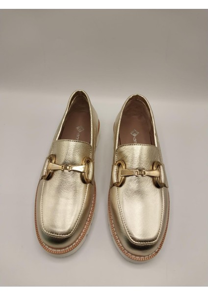 Malta Altın Deri Kadın Günlük Ayakkabı – Parlak Altın Tokalı modelleri