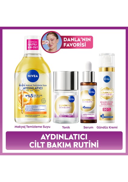 Aydınlatıcı Leke Karşıtı Cilt Bakım Rutin Seti, +SPF50 Güneş Koruyucu, Nemlendirici Gündüz Yüz Kremi, Hyaluronik Asit, Eşit Cilt Tonu fiyatları