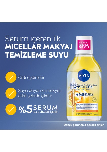 Aydınlatıcı Bakım Seti, Makyaj Temizleme Suyu 400ML ve LUMINOUS630 Skin Glow Serum 30ML,PAMUK Hediye modelleri