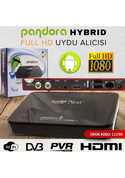 Kasalı Hd Uydu Alıcısı Wi-Fi Antenli Iptv Android Receiver Siyah