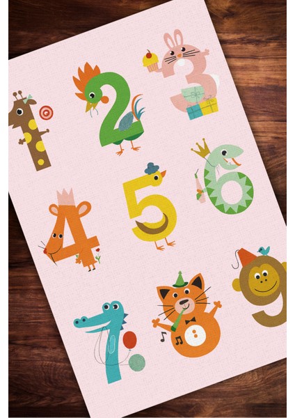 Eğlenceli Sayılar Temalı Halı Dijital Baskılı Dokuma Kaymaz Tabanlı Yıkanabilir Pati Dostu Antialerjik Çocuk Odası Halısı modelleri