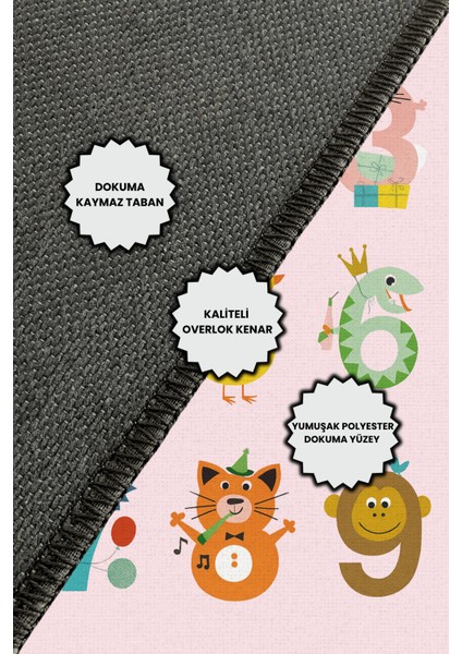 Eğlenceli Sayılar Temalı Halı Dijital Baskılı Dokuma Kaymaz Tabanlı Yıkanabilir Pati Dostu Antialerjik Çocuk Odası Halısı indirimleri