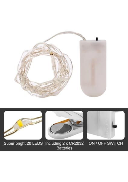 Pilli 3 Metre Peri LED Gün Işığı 12 Adet