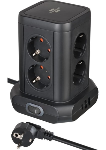 Brennnestuhl Premium Serisi Masa Üstü 8 Soketli 1type-C + 2 USB Li Kule Tipi 2 Metre Kablolu Priz