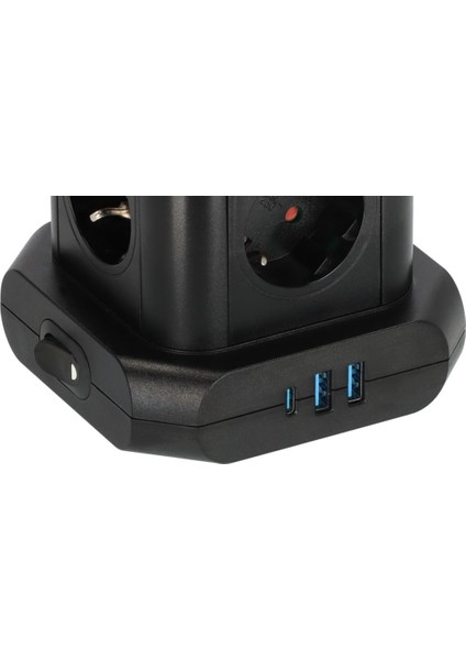 Brennnestuhl Premium Serisi Masa Üstü 8 Soketli 1type-C + 2 USB Li Kule Tipi 2 Metre Kablolu Priz modelleri