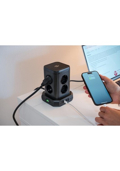 Brennnestuhl Premium Serisi Masa Üstü 8 Soketli 1type-C + 2 USB Li Kule Tipi 2 Metre Kablolu Priz fırsatları