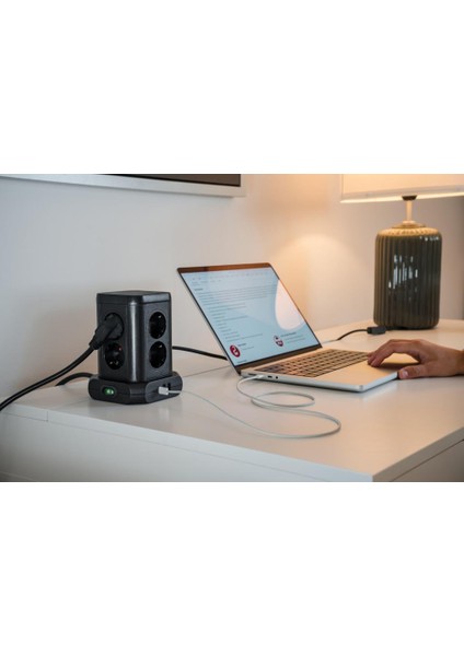 Brennnestuhl Premium Serisi Masa Üstü 8 Soketli 1type-C + 2 USB Li Kule Tipi 2 Metre Kablolu Priz indirimleri
