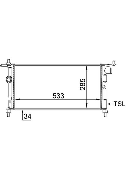 CR268000S - Radyatör Corsa B-Tıgra-Combo 1.2-1.4-1.4 16V Klimasız Mek 530×285X34