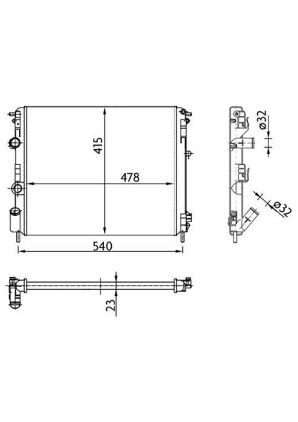 CR36000S - Radyatör Clıo Iı-Kng-Logan1.5 Dcı-1.6 16V-1.9 DTI-K4M Ac Klimasız Mek 480×414X28