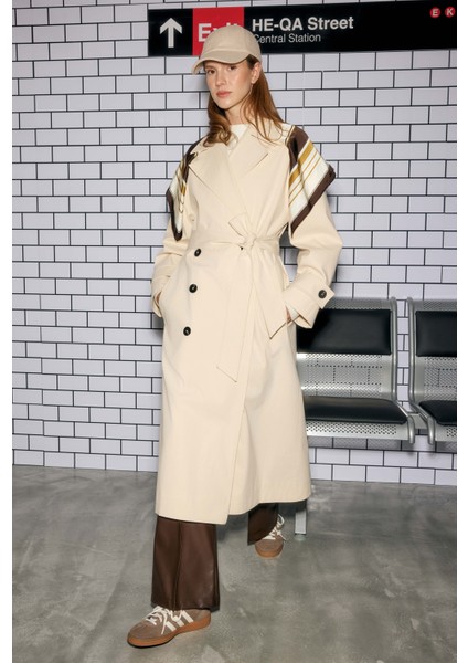 Kuşaklı Uzun Trençkot Kemik