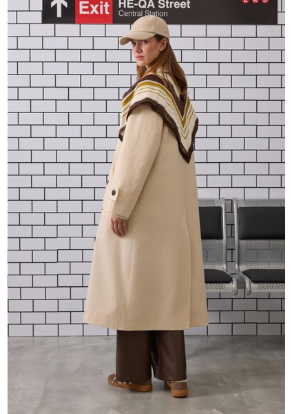 Kuşaklı Uzun Trençkot Kemik fırsatları