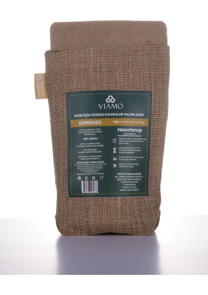 5 Adet Çekirdek Espresso Kahve 200 Gram Orta Kavrulmuş Premium 5X200GRAM