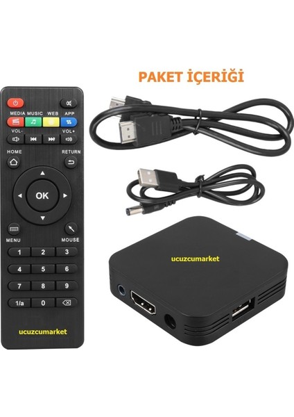 Mini Android Tv Box 2gb Ram 16GB Rom Siyah, Inat Tv Yüklenmiş, Yüksek Performans fiyatları