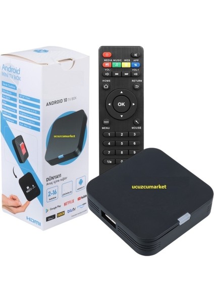 Mini Android Tv Box 2gb Ram 16GB Rom Siyah, Inat Tv Yüklenmiş, Yüksek Performans modelleri