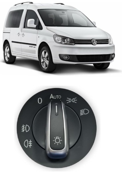 Vw Volkswagen Caddy 2011-2015 Uyumlu Far Açma Anahtarı Auto Özellikli Krom Detaylı 3C8941431A