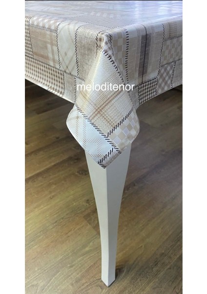 Astarlı Ekose Pötikare Yama Desen Kaymaz Pvc Muşamba Masa Örtüsü